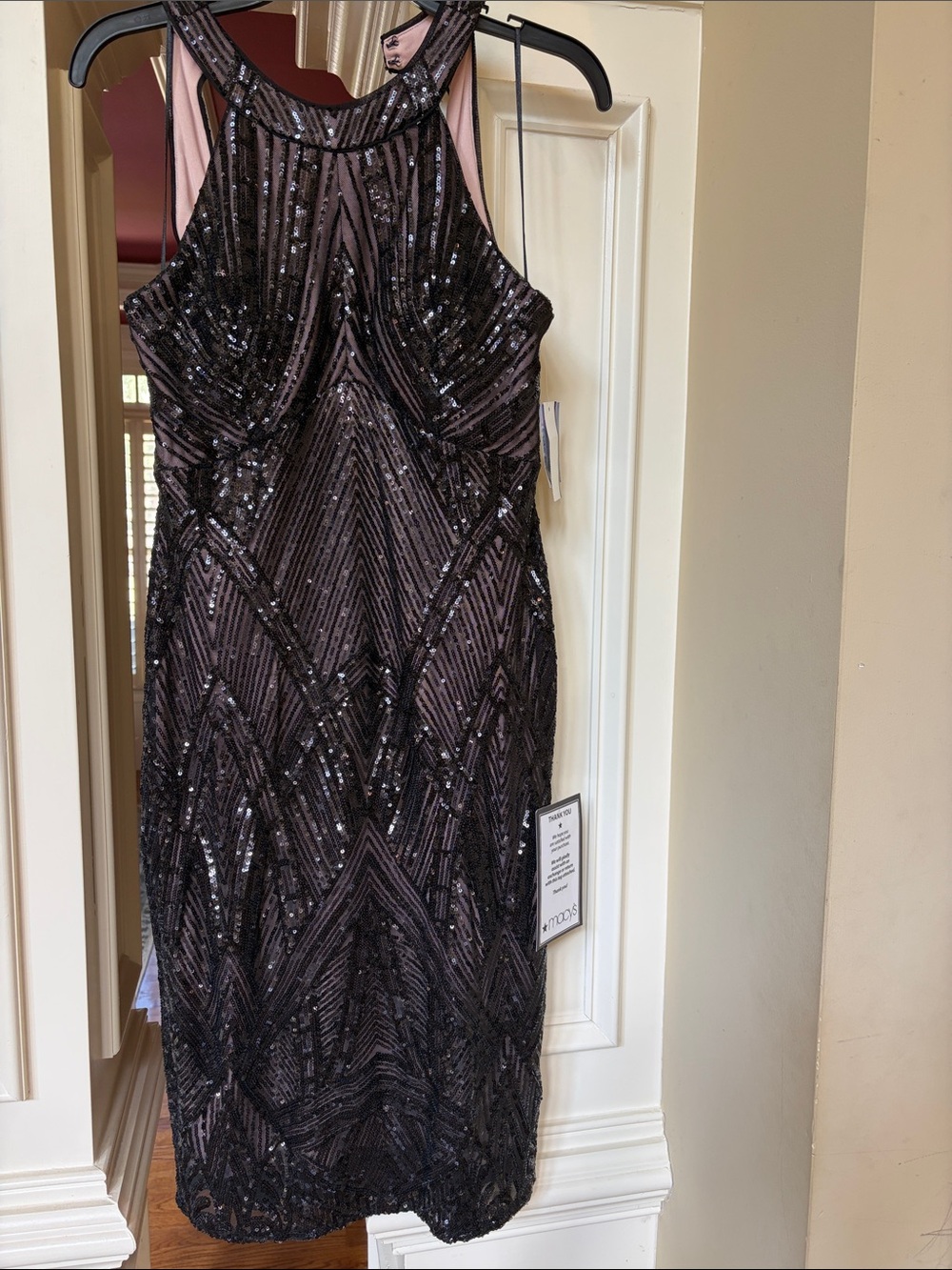 Sparkling braided halter back party dress. Size 6.